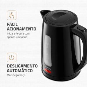 MONDIAL Chaleira Elétrica Pratic Hot 1,7L Preto, 1850W, 220V - CE-17 - Imagem 5