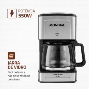 MONDIAL Cafeteira Elétrica Dolce Arome, 220V, 550W, Preto/Inox - C-43-20X-SI - Imagem 5