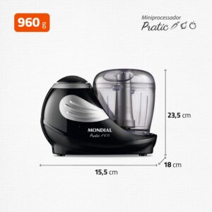 MONDIAL, Mini Processador Preto, 150W, 220V - MP-05-B - Imagem 2