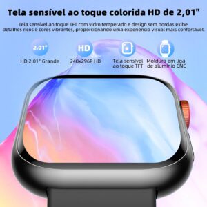 Relógio Inteligente Smartwatch FB047 com 1.83" Tela, Bluetooth, 100 Modos Esporte, IP68, 5 Dias Bateria - 37g Leve para Homens e Mulheres - Imagem 6