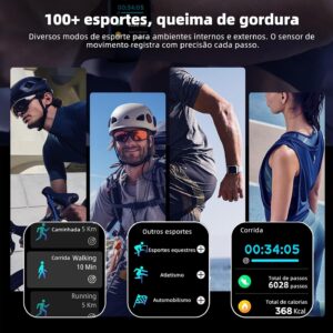 Relógio Inteligente Smartwatch FB047 com 1.83" Tela, Bluetooth, 100 Modos Esporte, IP68, 5 Dias Bateria - 37g Leve para Homens e Mulheres - Imagem 4