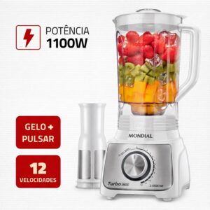 MONDIAL, Liquidificador Turbo, Branco/Inox, 1100W, 220V - L-1100-WI - Imagem 4