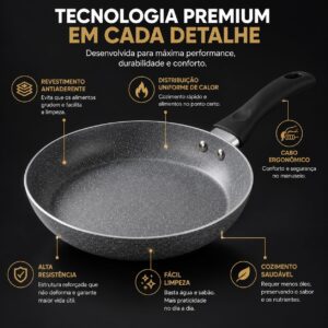 Frigideira Cerâmica Premium Antiaderente Indução Gás Elétrico Cabo Baquelite Silicone Premium Saudável Sem Óleo Alta Durabilidade Fácil Limpeza Panela Antiaderente Profissional Cozinha Moderna - Imagem 5