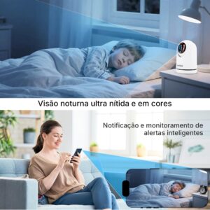 Câmera de Segurança Wi-Fi Interna, Câmera Inteligente com Rotação 360°, 2MP Full HD, Visão Noturna Colorida, Detecção de Movimento Humano, Áudio Bidirecional, Seguimento Automático - Imagem 7