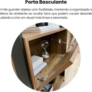 Estante Organizadora com porta basculante MATCH cor Pinho/Preto - Artely - Imagem 13