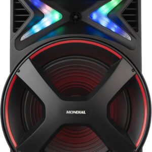 Caixa Amplificada MONDIAL Connect Lights 400W RMS | Preto/Vermelho, Bivolt, CM-400 - Imagem 1