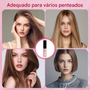 Mini Escova Alisadora de Cabelo Sem Fio, Portátil com 3 Níveis de Temperatura, Display LED, Aquecimento Rápido, Elimina Frizz - Imagem 7