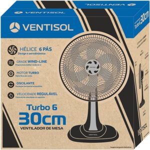 Ventisol Ventilador de Mesa Oscilante, Turbo 6 Pás Premium, Vermelho, 30cm, 220V - Imagem 2