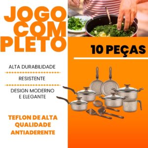 Jogo de Panelas 10 Peças Bianco Antiaderente com Tampa de Vidro - Imagem 4