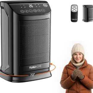 Ventilador de Ar Frio e Aquecedor TURU HOME Aquecedor Cerâmico PTC, 127V | 4 em 1, Termostato 10°C a 30°C, Oscilação 70°, Timer 12h, Controle Remoto, Proteção Térmica, Pequeno, para Quarto Escritório - Imagem 1