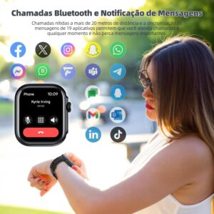Bettdow Smartwatch GPS FB041, Relogio Smartwatch Feminino e Masculino,Tela HD de 1,85", Alexa, 100 Esportes,3ATM à rova d'água, Chamada Bluetooth, Compatível com Android iOS(Preto) - Imagem 4