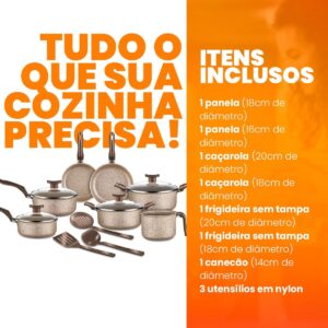 Jogo de Panelas 10 Peças Bianco Antiaderente com Tampa de Vidro - Imagem 5