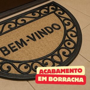 Tapete de Entrada Bem Vindo Fibra Natural Trançado Antiderrapante Capacho Emborrachado Decoração Estampado Resistente Porta Casa Apartamento Meia Lua Absorção Externo - Imagem 7