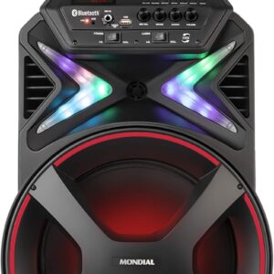 Caixa Amplificada MONDIAL Connect Lights 400W RMS | Preto/Vermelho, Bivolt, CM-400 - Imagem 2
