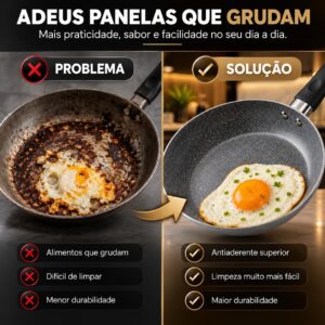 Frigideira Cerâmica Premium Antiaderente Indução Gás Elétrico Cabo Baquelite Silicone Premium Saudável Sem Óleo Alta Durabilidade Fácil Limpeza Panela Antiaderente Profissional Cozinha Moderna - Imagem 3