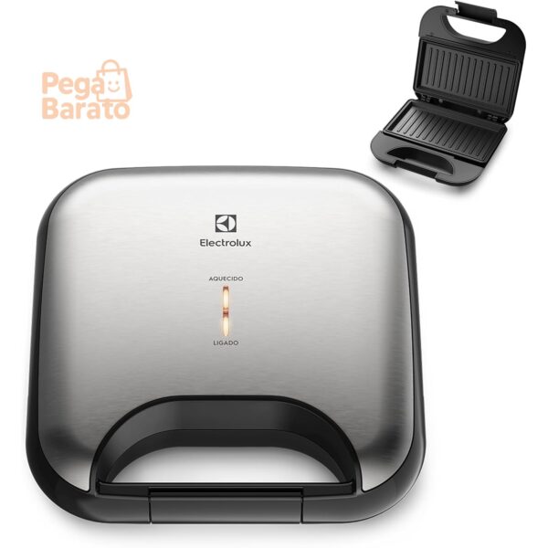 Sanduicheira Electrolux Grill 220v | ESG20, Chapa Ondulada, Antiaderente, Inox, Elétrico