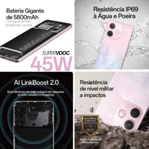 Smartphone OPPO A5 Pro 5G 256GB 8GB Ram | IP69, 50MP AI Câmera, Bateria 5800mAh, NFC, Rosa Pastel - Imagem 2