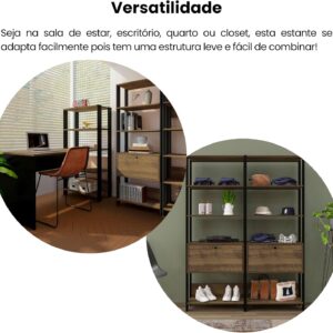 Estante Organizadora com porta basculante MATCH cor Pinho/Preto - Artely - Imagem 10