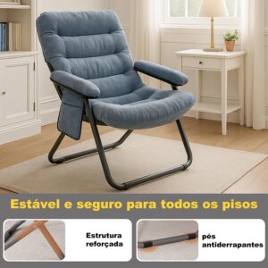 Poltrona Ergonomica Longue, 3 Posições, Poltrona do papai de praia Reclinavel Portátil Resistente para Sala de Estar/Sala de Jantar, Poltrona para sala de Estudo Suporta Até 80 kg - Imagem 9