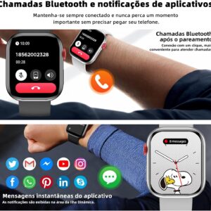 Relógio Inteligente Smartwatch FB047 com 1.83" Tela, Bluetooth, 100 Modos Esporte, IP68, 5 Dias Bateria - 37g Leve para Homens e Mulheres - Imagem 3
