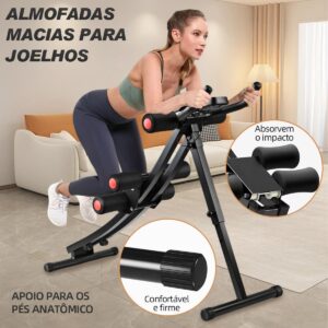 Máquina Abdominal Caseira com Trilho Curvo – Aparelho de Fitness para Abdômen e Exercício de Flexão, com Mostrador Digital e 3 Níveis de Inclinação – Silencioso, Dobrável e Confortável para Joelhos - Imagem 4