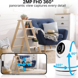Câmera de Segurança Wi-Fi Interna, Câmera Inteligente com Rotação 360°, 2MP Full HD, Visão Noturna Colorida, Detecção de Movimento Humano, Áudio Bidirecional, Seguimento Automático - Imagem 9