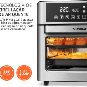 MONDIAL Fritadeira Air Fryer Forno Oven Digital 25L, Preto/Inox, 2000W, 110V - AFO-25L-BI - Imagem 8