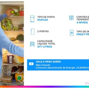 Geladeira/Refrigerador Consul Smart Frost Free Duplex Branca 377L CRM44MBBNA - Imagem 3