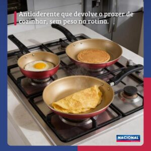 Jogo De Frigideiras Francesas 3 Peças 14 18 24cm Cereja Nacional - Alumínio Nacional - Imagem 2
