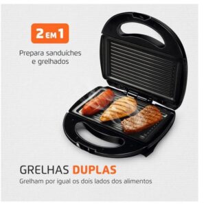 Sanduicheira Mondial Fast Grill & Sandwich S-12 Preta 750W Antiaderente - Imagem 4