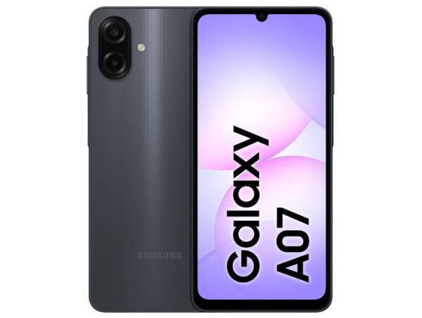Smartphone Samsung A07 128GB Preto 4GB RAM Tela 6,7" Câm. Dupla + Selfie 8MP
