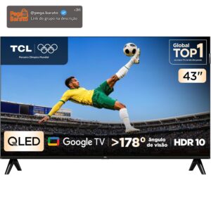 TCL, Smart TV, 43 Polegadas, FHD QLED, WiFi, Bluetooth, Google TV, 2 HDMI, HDR10, Dolby Audio, 43S5K - Imagem 1