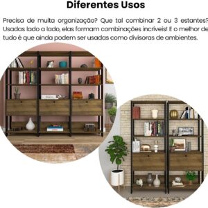 Estante Organizadora com porta basculante MATCH cor Pinho/Preto - Artely - Imagem 9