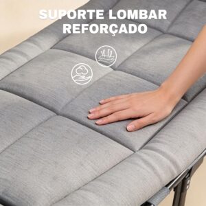 Cama Dobrável de Solteiro com Colchão Integrado, Estrutura de Aço Reforçada de 24mm e Suporte para até 220kg, Tecido de Linho e Oxford, Design de 8 Pés - Imagem 5
