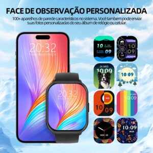 Relógio Digital Feminino Masculino Smartwatch Inteligente Bluetooth, Full Touch a Prova d 'água IP68 com 120+ Modos de Exercício e Esporte, Prata - Imagem 5
