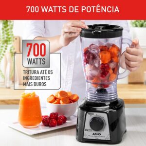 Liquidificador Arno Power Mix 700W LQ19, Preto, Jarra de 2,4L, 4 Lâminas AFIAMAX 18% Mais Afiadas, 3 Velocidades, Alta Durabilidade e Desempenho Superior, 220V - Imagem 6