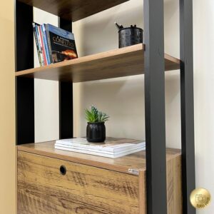 Estante Organizadora com porta basculante MATCH cor Pinho/Preto - Artely - Imagem 19