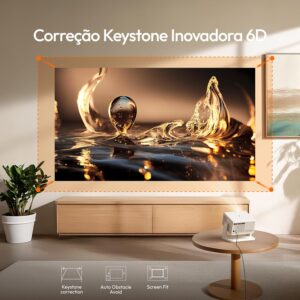 VEVSHAO A16 Projetor Full HD 1080P Nativo,400 ANSI Lumens, Android 12,Wi-Fi 6 Dual Band e Bluetooth 5.0,Foco Automático,Keystone Automático,Rotação 360°,Tela de 35" a 200",automatic obstacle avoidance - Imagem 5