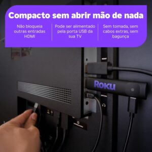 Dispositivo de Streaming para TV HD/FHD Roku Streaming Stick HD 2025 | com Controle Remoto por Comando de Voz, Compatível com Alexa, Siri e Google - Imagem 5