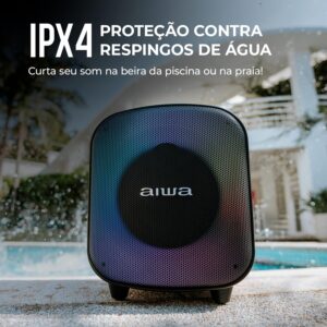 Caixa de Som PartyBox AIWA PB-07 Bluetooth 8H RGB USB TWS Preto - Imagem 6