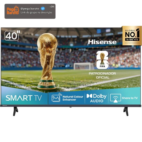 Hisense Smart TV FHD 40" Polegadas 40A4NV com HDR10, DTS Virtual X, Compatibilidade Alexa e Google Home