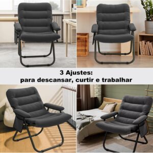Poltrona Ergonomica Longue, 3 Posições, Poltrona do papai de praia Reclinavel Portátil Resistente para Sala de Estar/Sala de Jantar, Poltrona para sala de Estudo Suporta Até 80 kg - Imagem 7