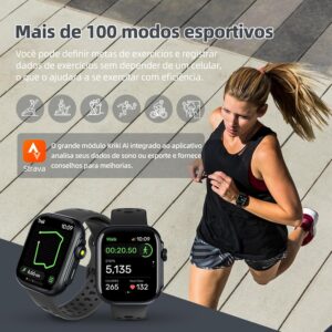 Bettdow Smartwatch GPS FB041, Relogio Smartwatch Feminino e Masculino,Tela HD de 1,85", Alexa, 100 Esportes,3ATM à rova d'água, Chamada Bluetooth, Compatível com Android iOS(Preto) - Imagem 5