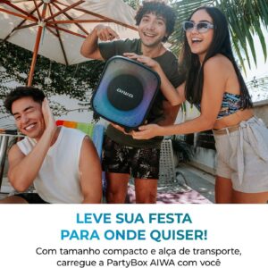 Caixa de Som PartyBox AIWA PB-07 Bluetooth 8H RGB USB TWS Preto - Imagem 10
