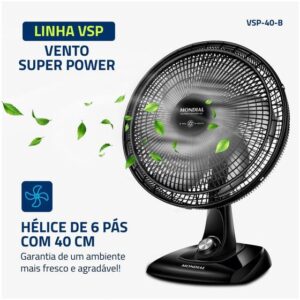 Ventilador Mondial Super Power 40cm 6 Pas 3 Velocidades 140W - Imagem 4