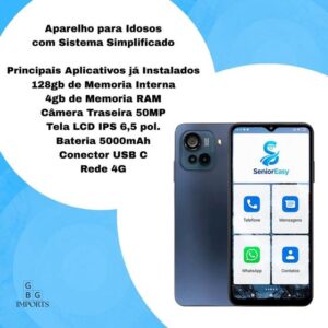 Smartphone para Idosos 128GB 4GB RAM, Tela 6.5 Grande, Fácil de Usar, com Acessórios Celular - Imagem 4