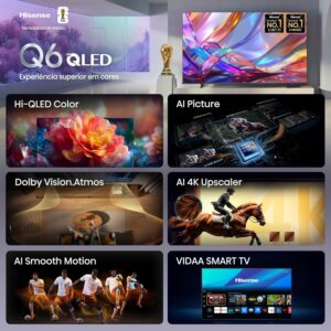 Hisense Smart TV 4K 50" Polegadas 50Q6QVV com Processador AI, Dolby Vision, HDR10+, HLG, Filmmaker Mode, Dolby Gaming, Dolby Atmos, MiraCast e Compatibilidade Alexa e Google - Imagem 2