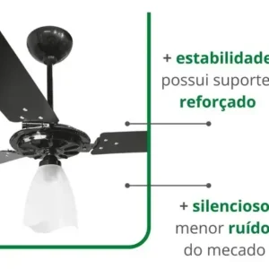 Ventilador de Teto Ventex Yris Preto Com Luz Pás Reversíveis - Imagem 2
