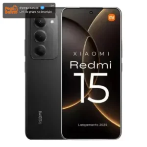 Smartphone Xiaomi Redmi 15 8gb 256gb Tela 6,9 144hz, Bateria 7.000 Mah, 50 Mp Preto - Imagem 1