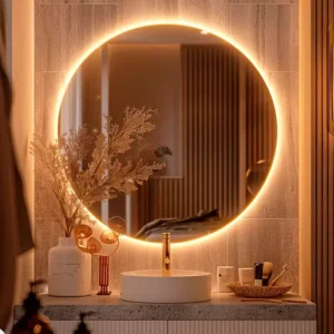 Espelho Redondo 60cm C/ Led Para Parede Quarto Banheiro Sala - Imagem 2